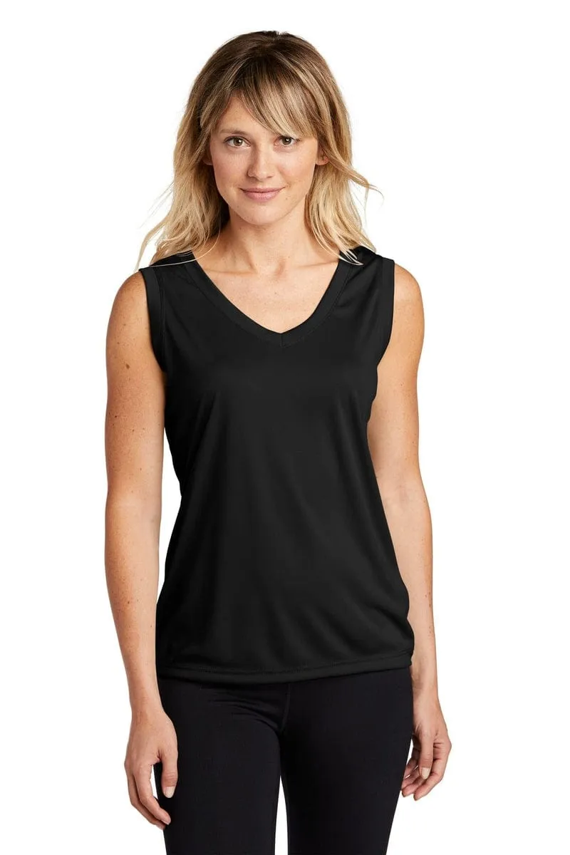 Sport-Tek LST352: Ladies Sleeveless PosiCharge Competitor V-Neck Tee