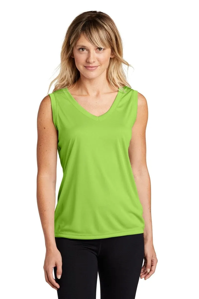 Sport-Tek LST352: Ladies Sleeveless PosiCharge Competitor V-Neck Tee