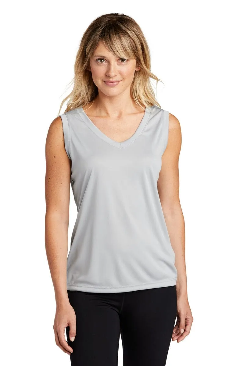 Sport-Tek LST352: Ladies Sleeveless PosiCharge Competitor V-Neck Tee