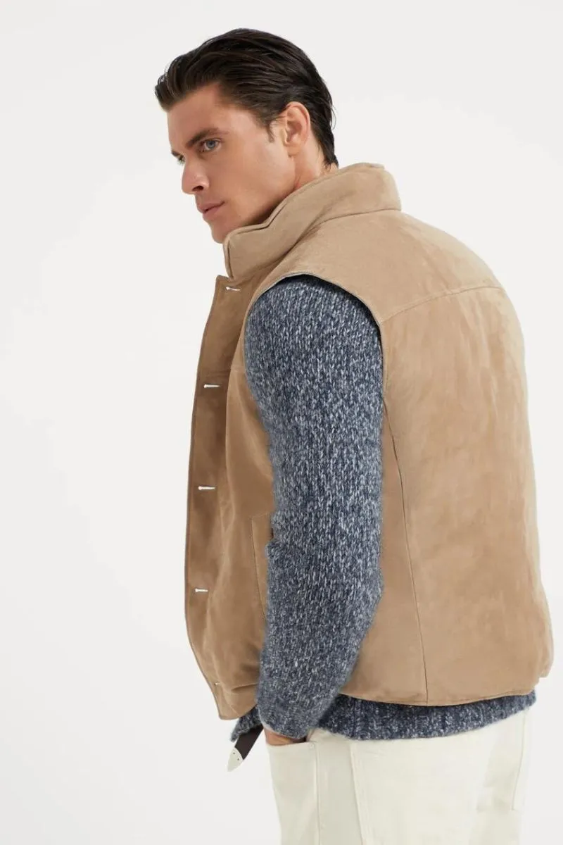 Suede Down Vest