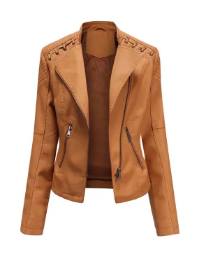 Tan Brown Blazer Style Leather Jacket