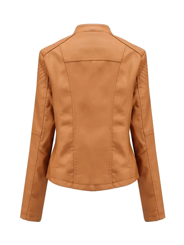 Tan Brown Blazer Style Leather Jacket