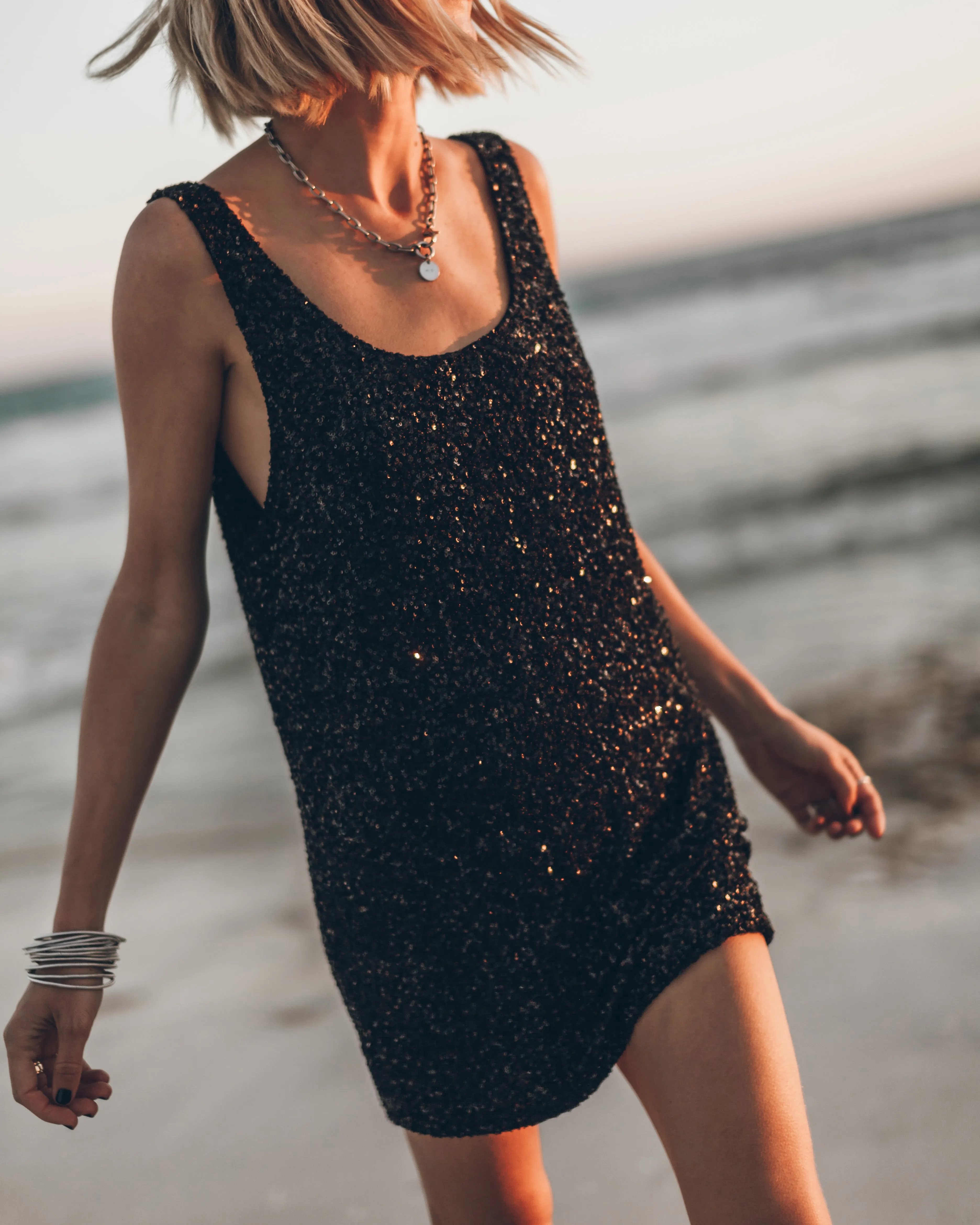 The Black Sequin Tank Dress