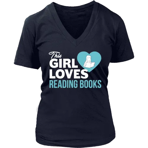 This girl loves reading books V-neck