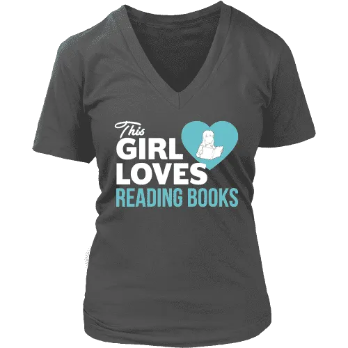 This girl loves reading books V-neck