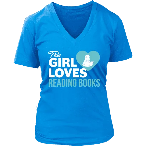 This girl loves reading books V-neck