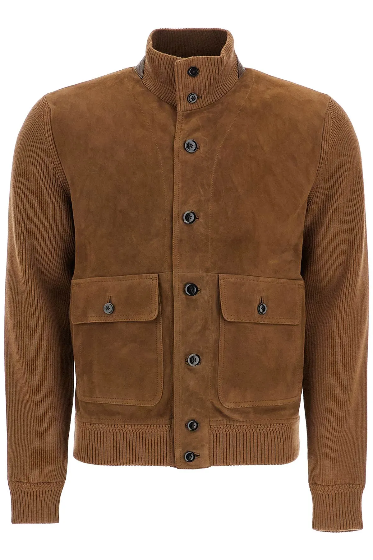 TOM FORD knit and suede blouson