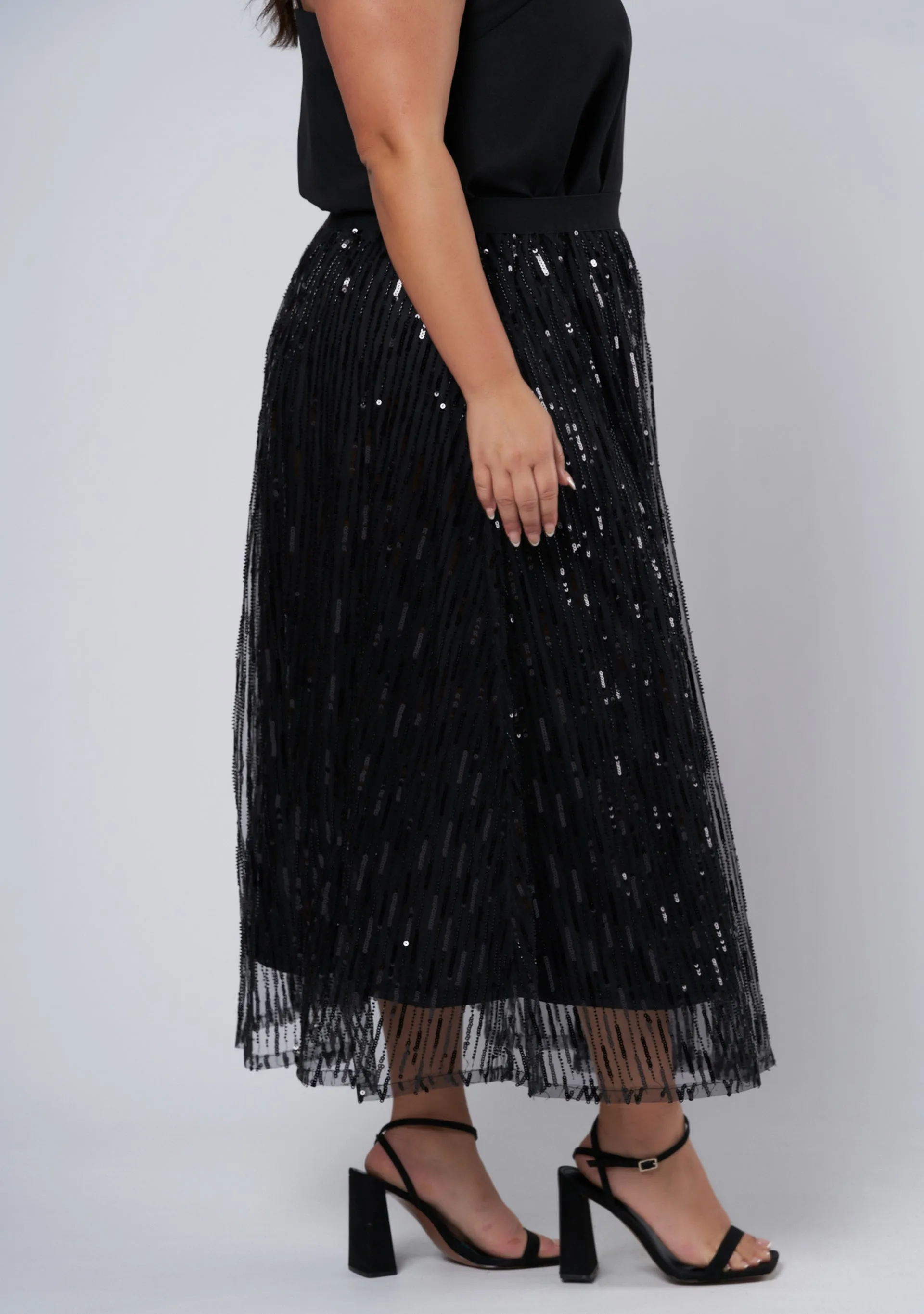 Tongue Tied Sequin Midi Skirt