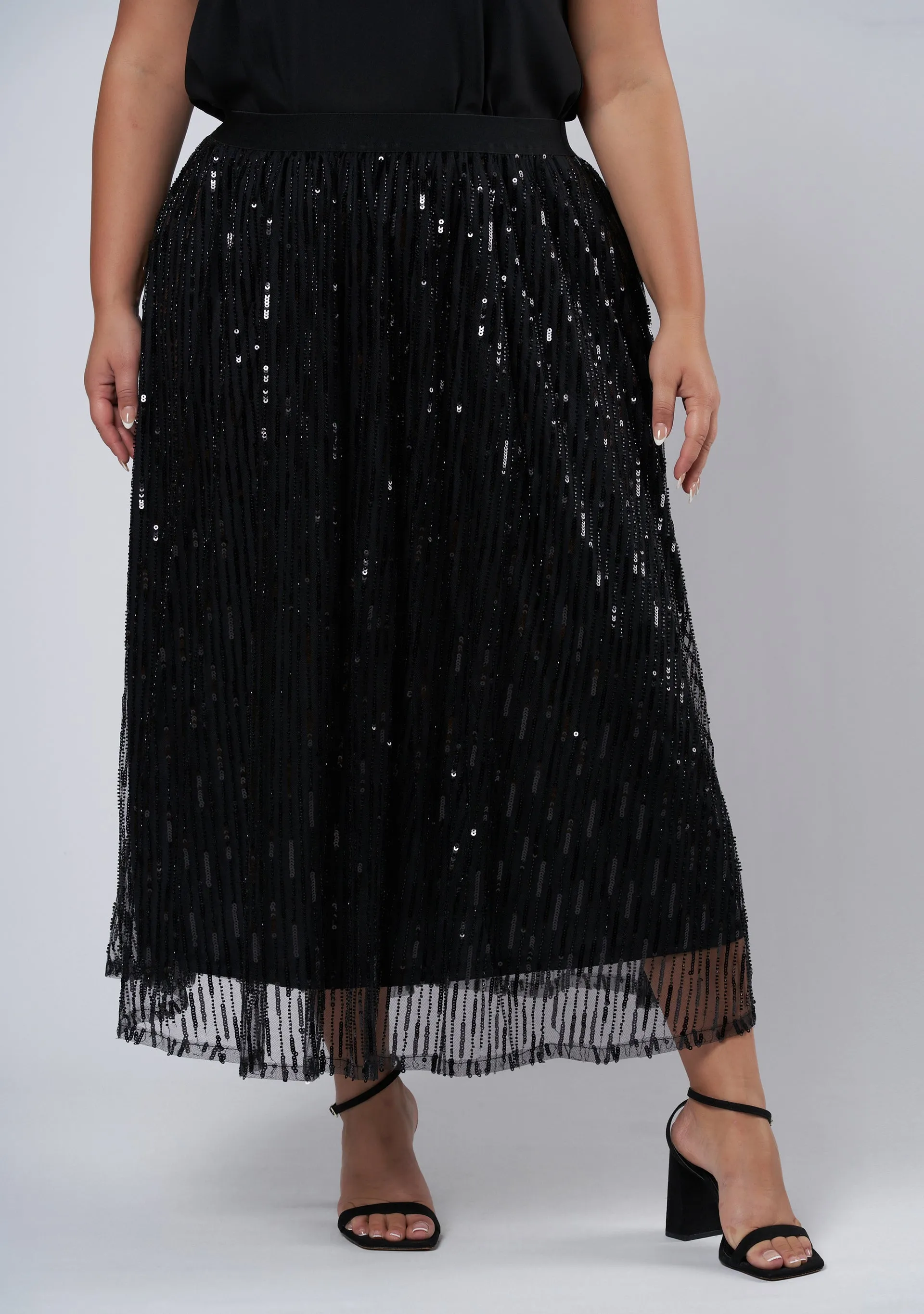 Tongue Tied Sequin Midi Skirt