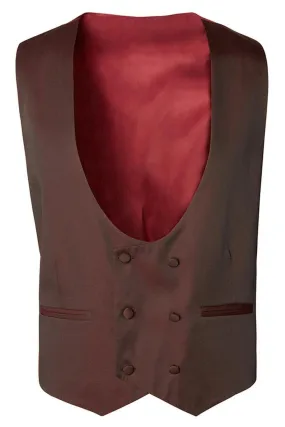 U Shaped Double Breasted Vest - Burgundy