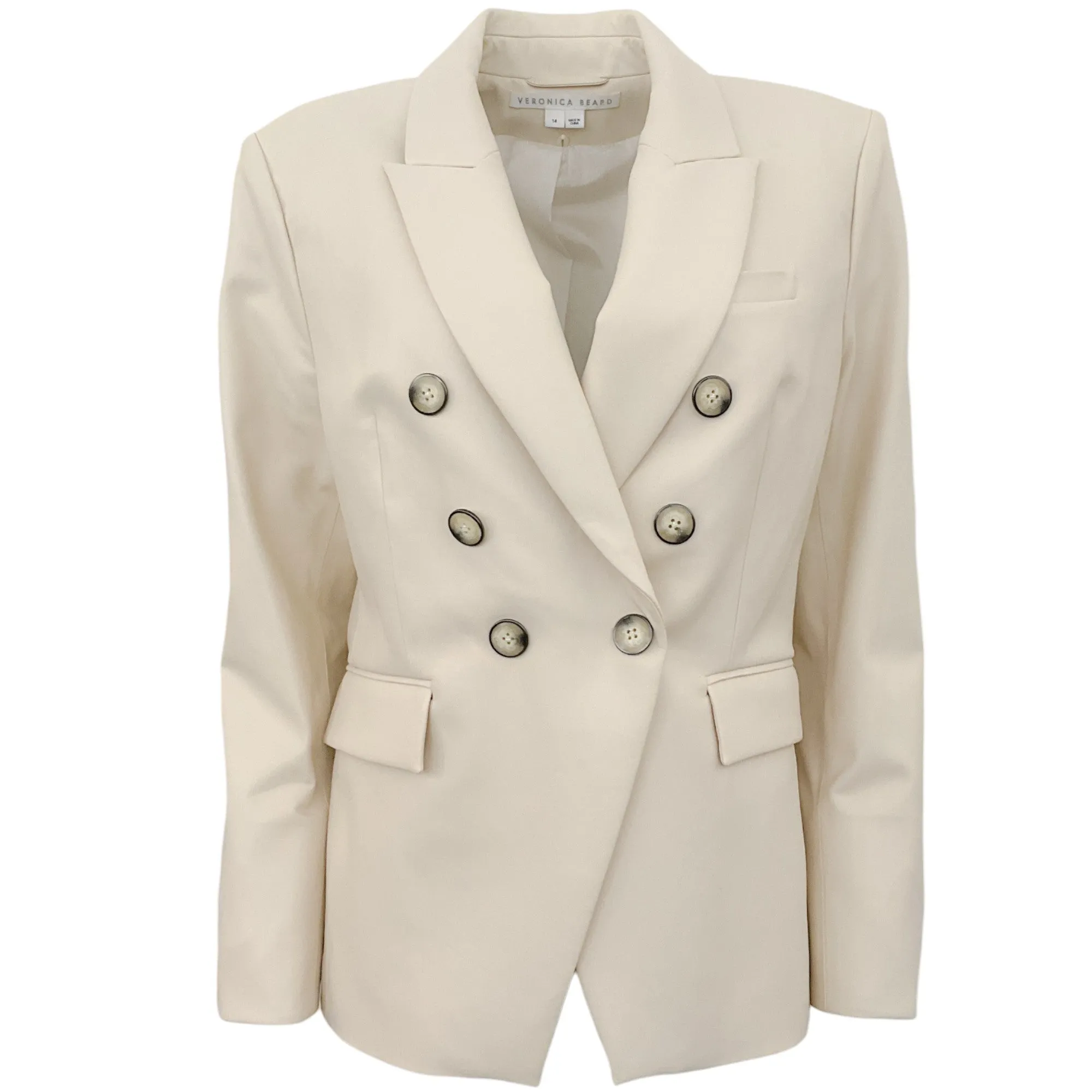 Veronica Beard Ivory Faux Leather Dickey Jacket