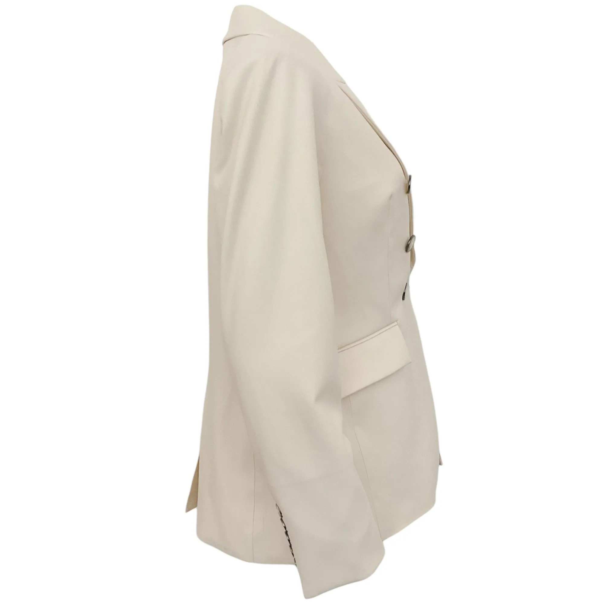 Veronica Beard Ivory Faux Leather Dickey Jacket