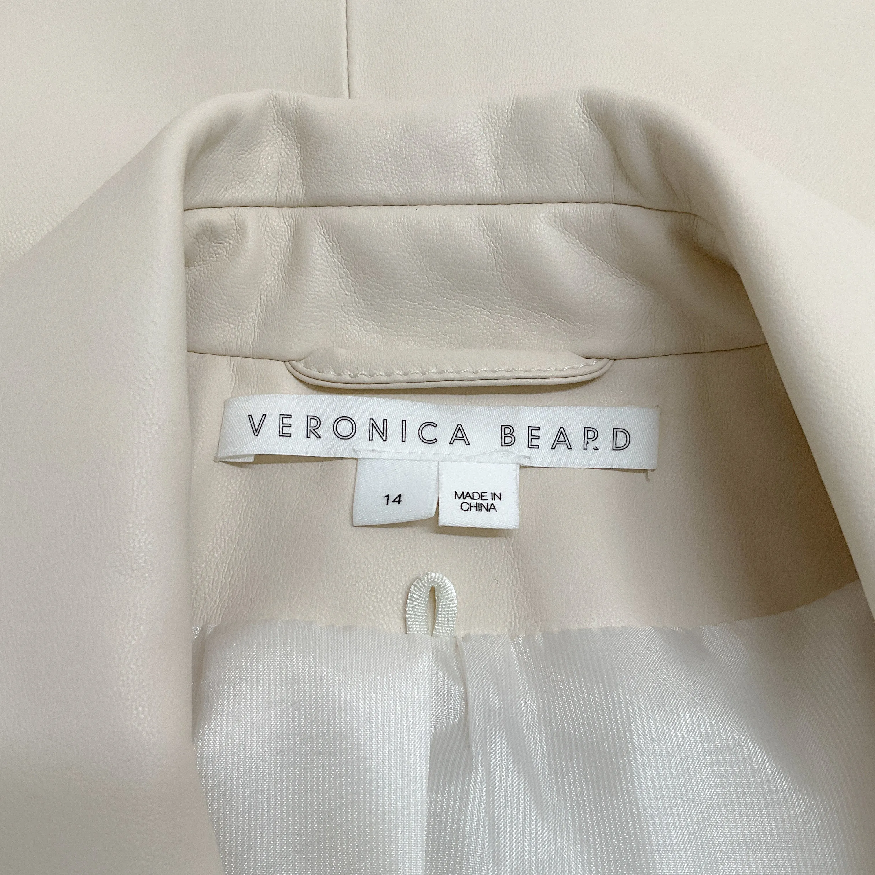 Veronica Beard Ivory Faux Leather Dickey Jacket