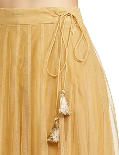 W for Woman Women Maxi Skirt (20CRW50453-215243_Gold_Regular Size)