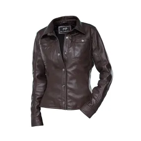 Women's Brown Shirt Style Leather Jacket