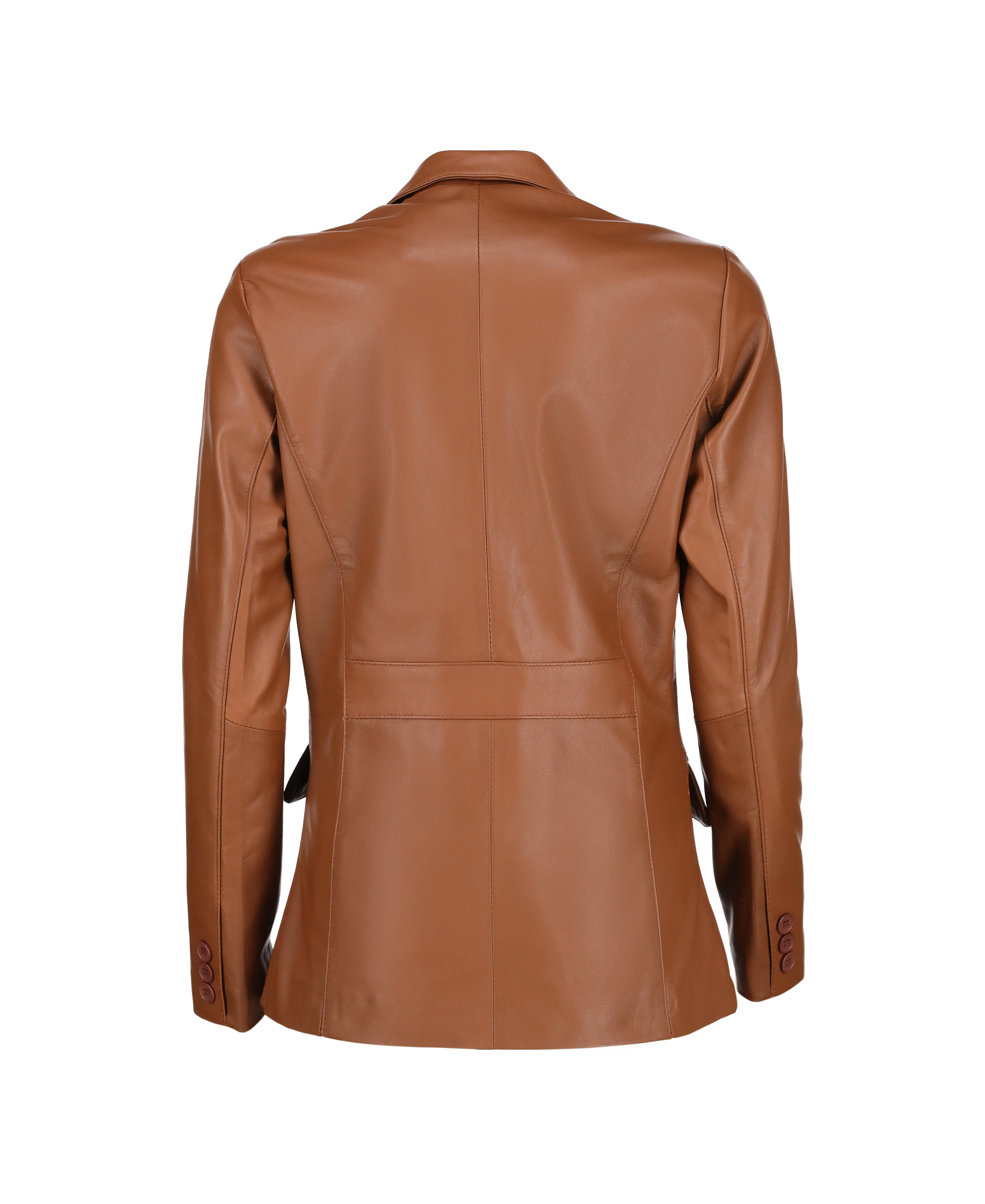 Women's Jild Classic Lambskin Cognac Leather Blazer