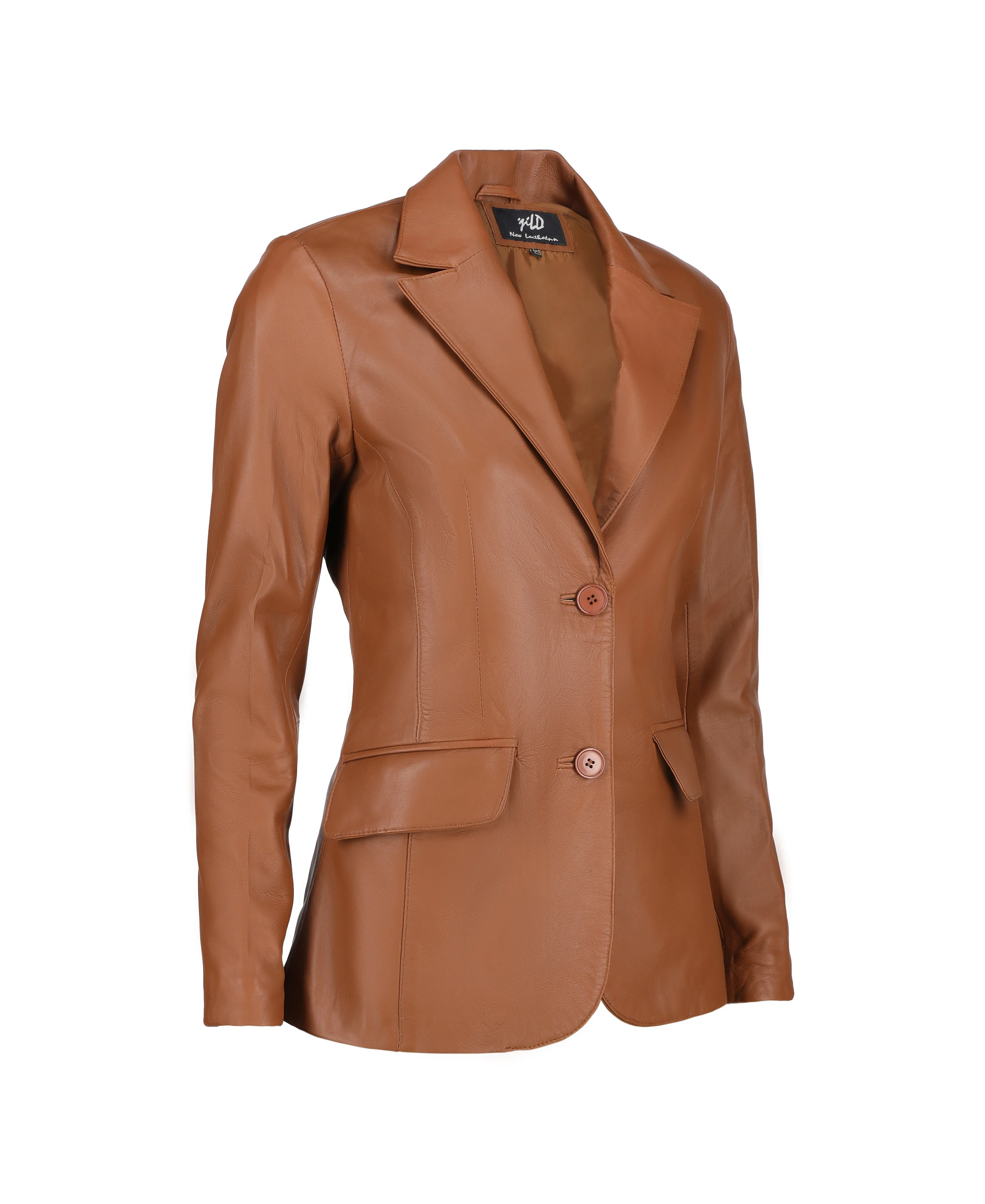 Women's Jild Classic Lambskin Cognac Leather Blazer