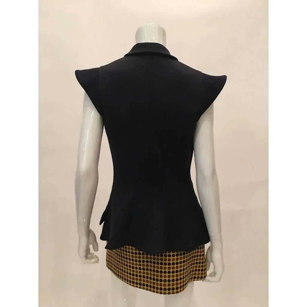 YVES SAINT LAURENT Double Breasted Wool Dark Blue Vest | US 6